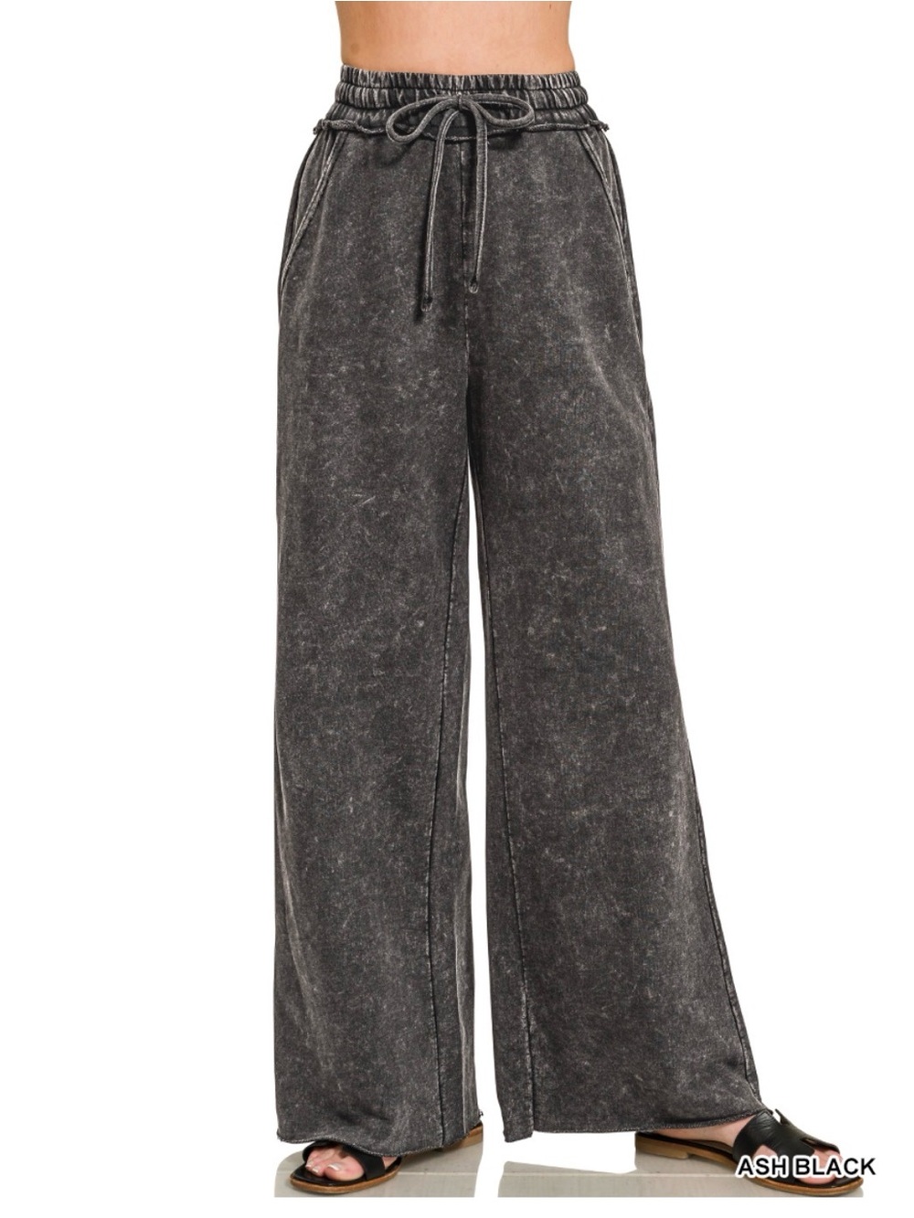 WASHED FRENCH TERRY SWEATPANTS ash black